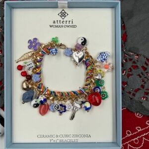 Viral Atterri Multicolor Ceramic & Cubic Zirconia Charm Bracelet